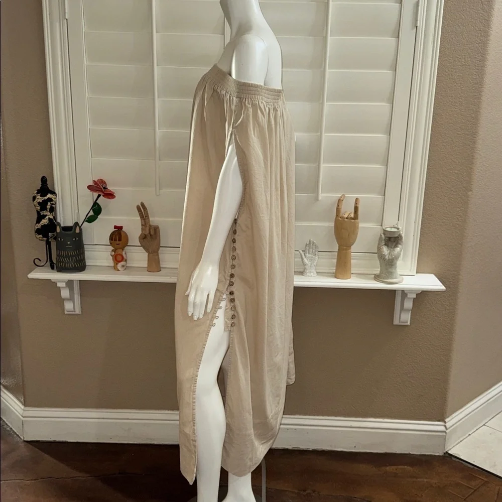 Free People Siyah Off The Shoulder Midi Dress Taupe